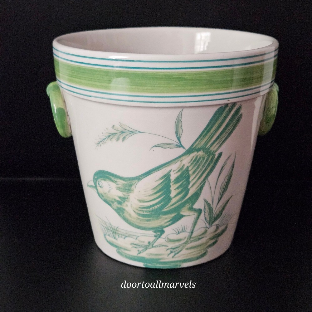 Vintage Mottahedeh Pottery Bird Planter 6.75" Hand Painted French Provincial